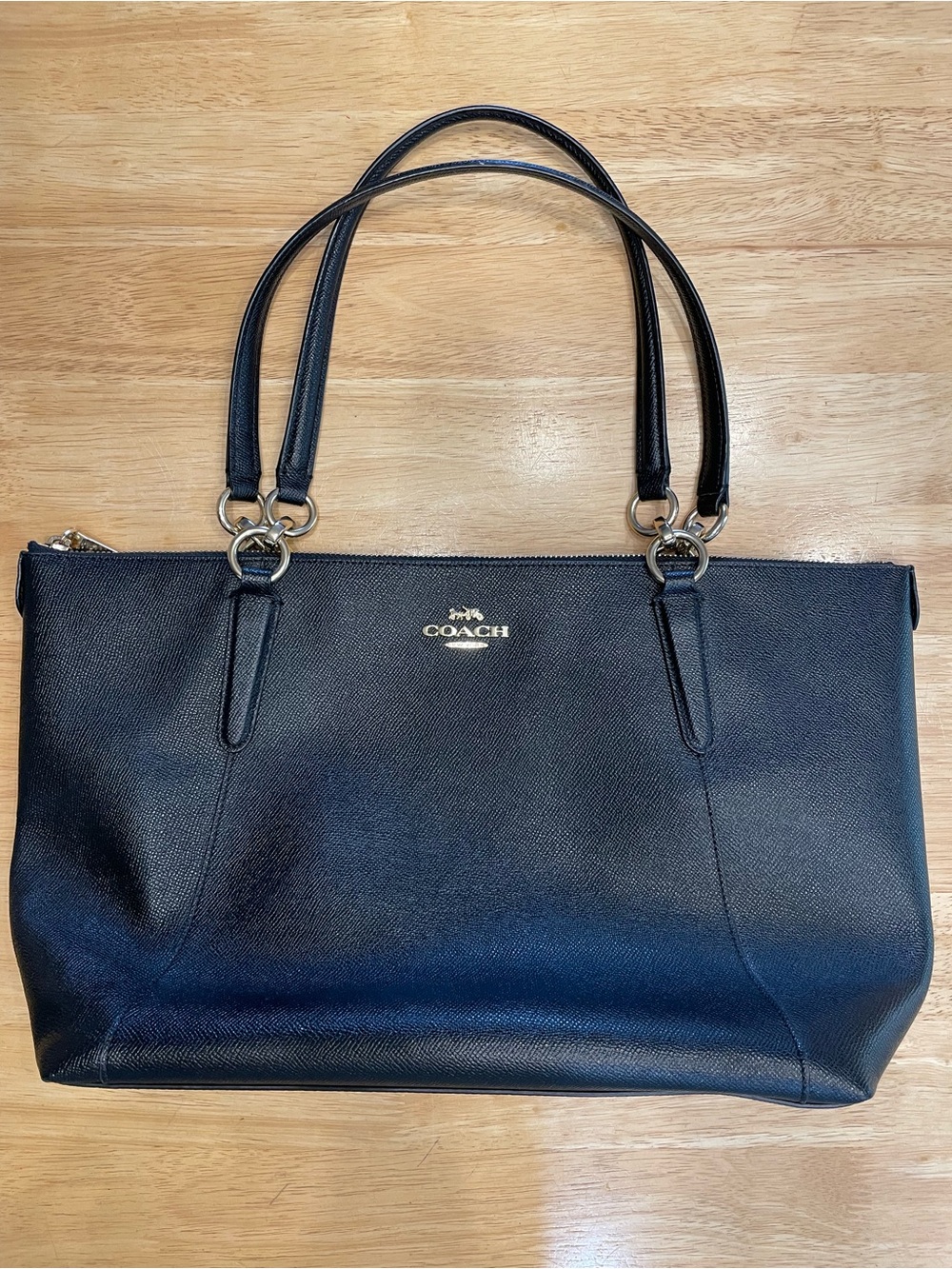 Coach Black Saffiano Leather Tote with Gold Logo